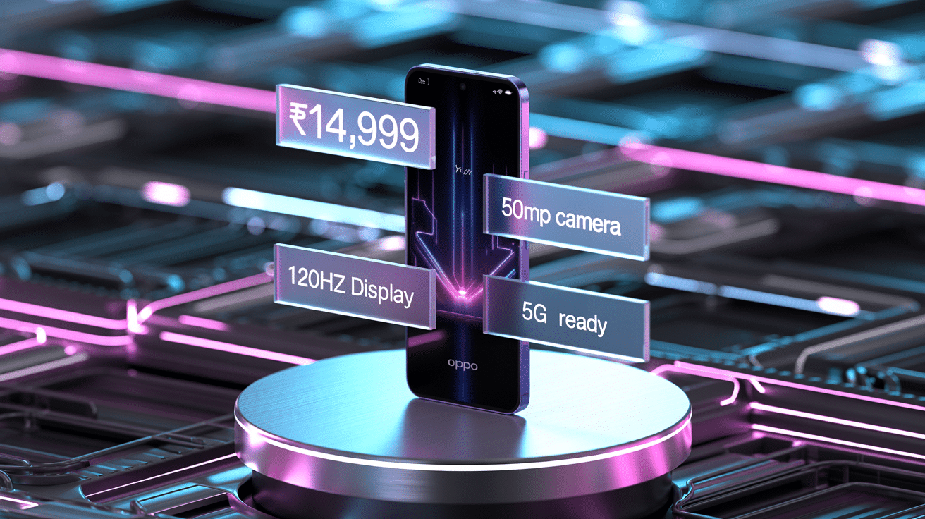 Oppo K13x price in India 2025 launch with specs and design highlights in colorful 3D tech style