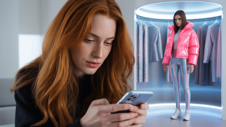 User using Google Doppl app to try on virtual outfits with AI-powered digital avatar
