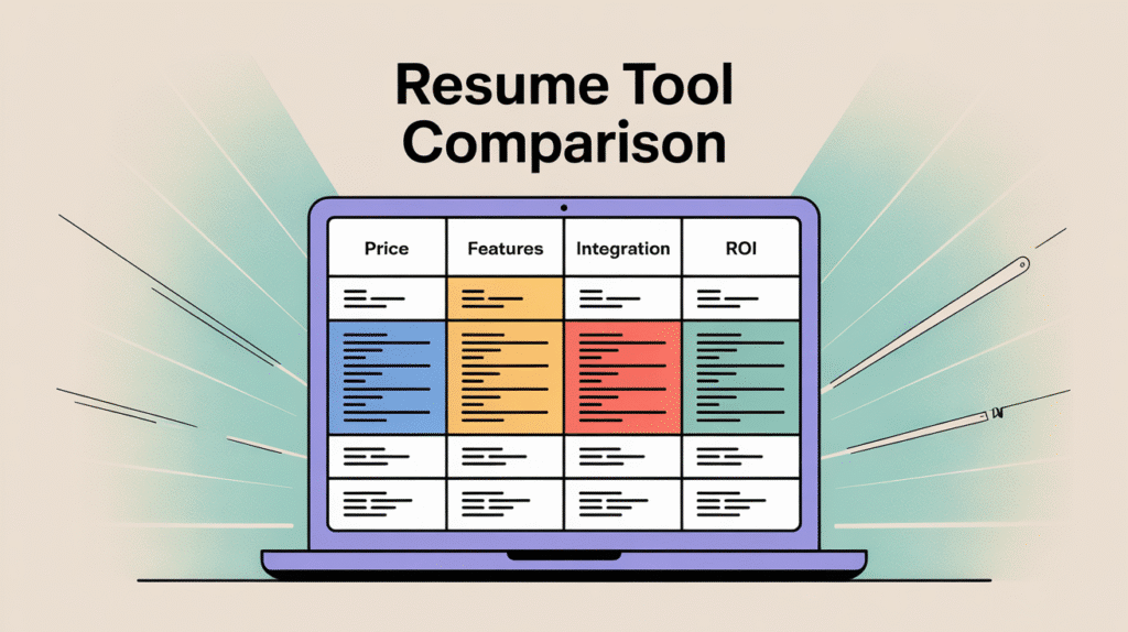Infographic comparing AI resume matching tools by key features